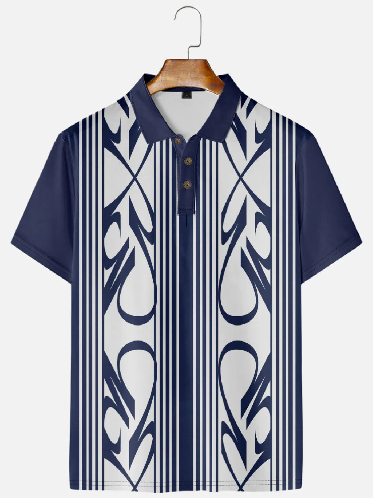 Men's Pinstripe Inspired Hot Rod Basic Every Day Polo Shirt