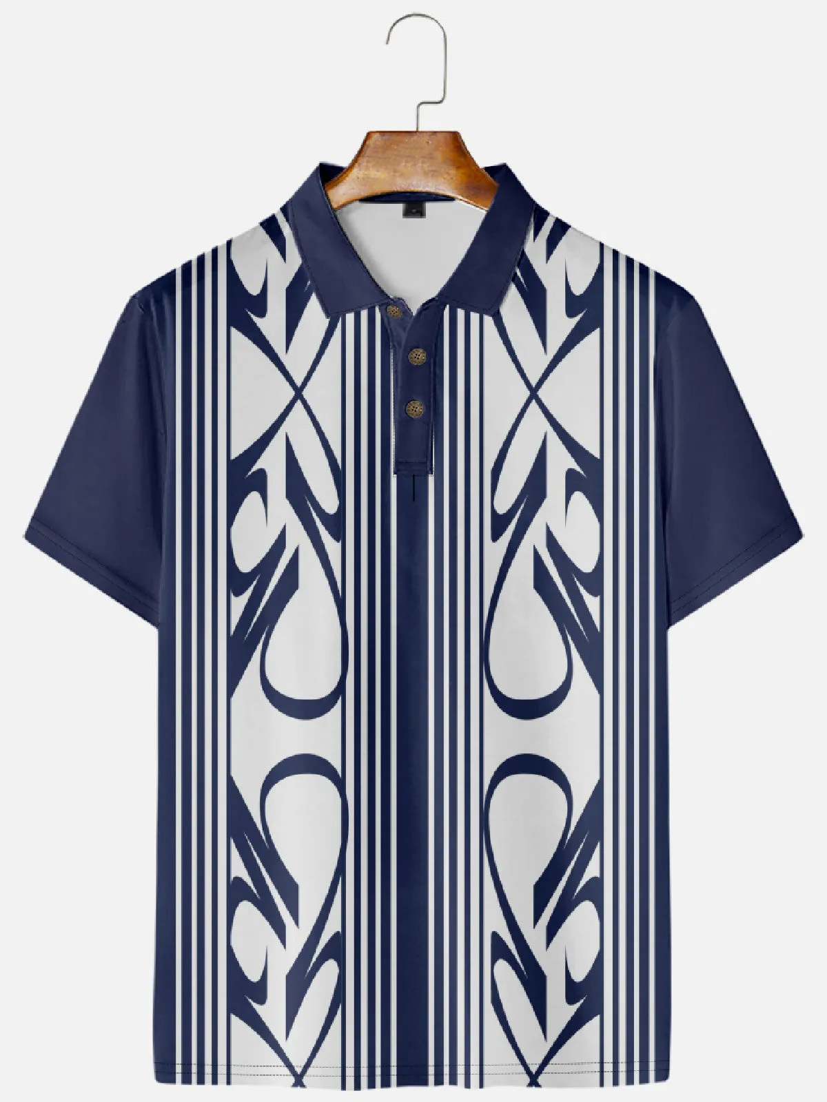 Men's Pinstripe Inspired Hot Rod Basic Every Day Polo Shirt