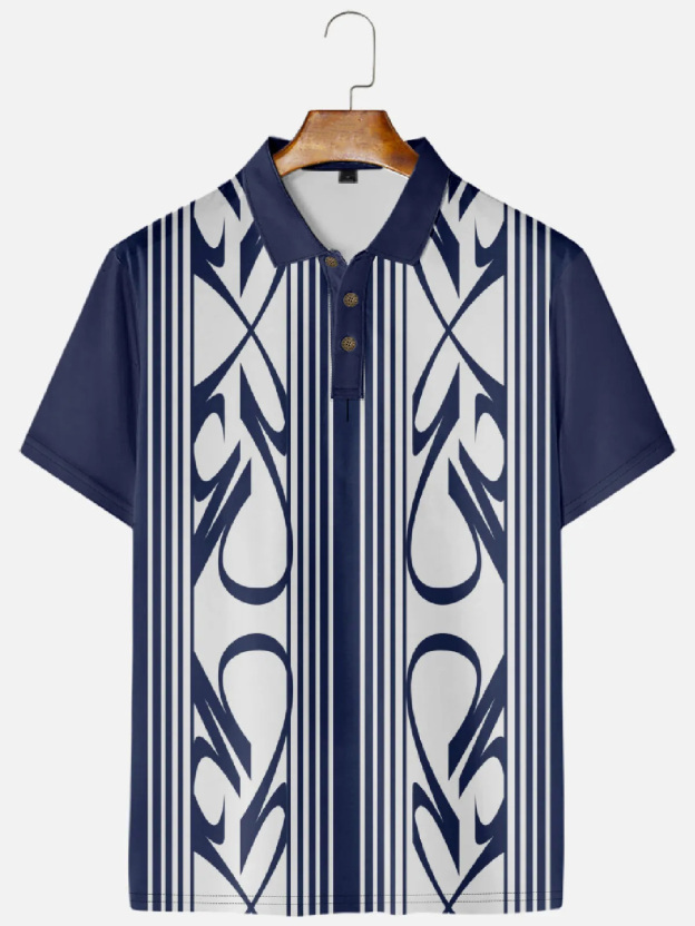Men's Pinstripe Inspired Hot Rod Basic Every Day Polo Shirt