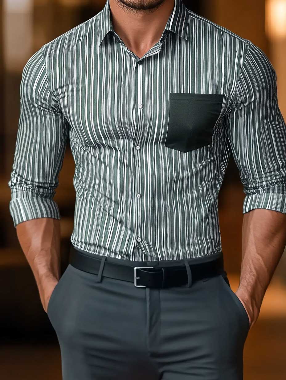 Men's Business Casual Button-Down Shirt