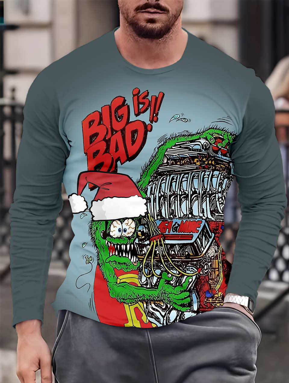 Men's Casual Cartoon Graphic Long Sleeve T-Shirt