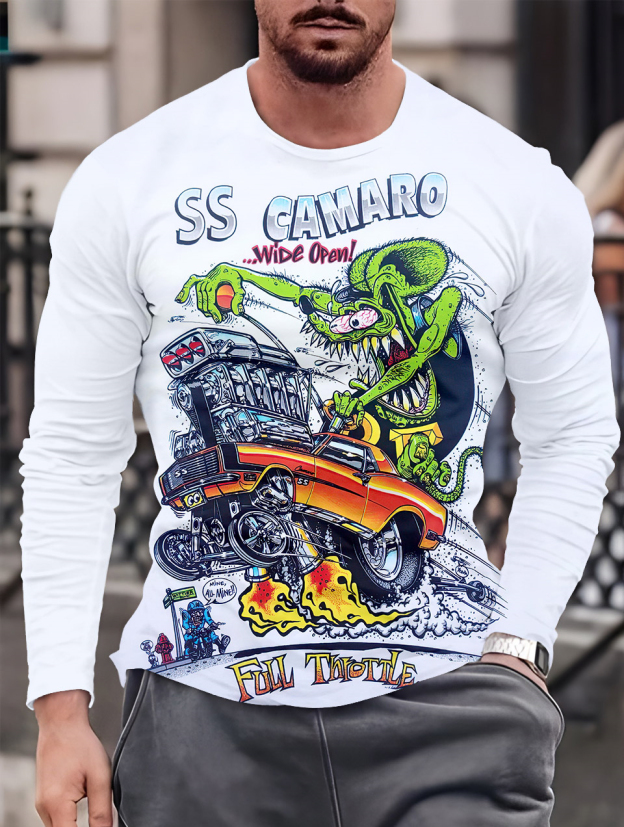 Men's Casual Cartoon Graphic Long Sleeve T-Shirt