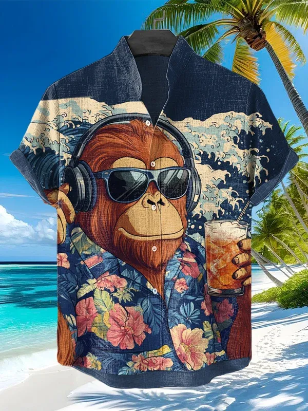 [Copy]Men's Classic Movie Godfather Animal Fun Graphic Short Sleeve Shirt