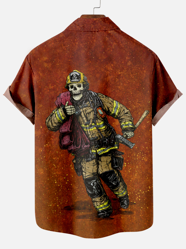 Men's Classic Day of the Dead Skull Graphic Short Sleeve Shirt