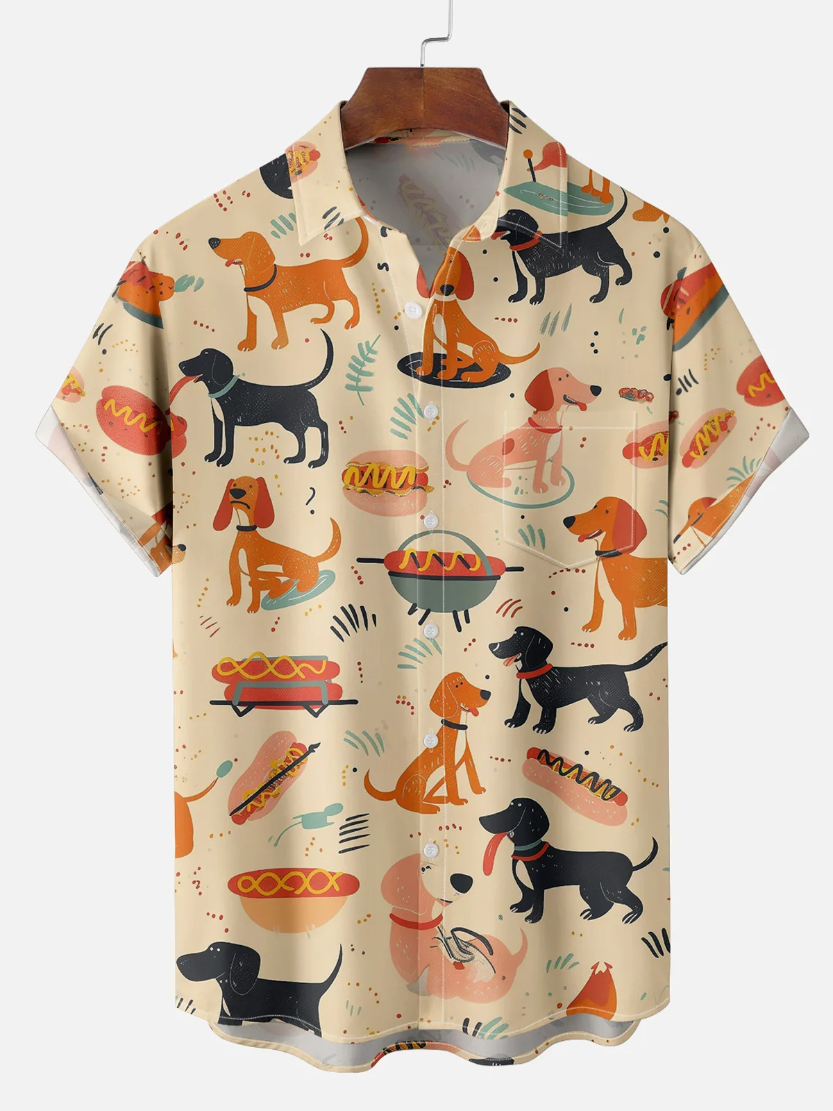 BBQ Lover Graphic Print Hawaiian Short Sleeve Shirt