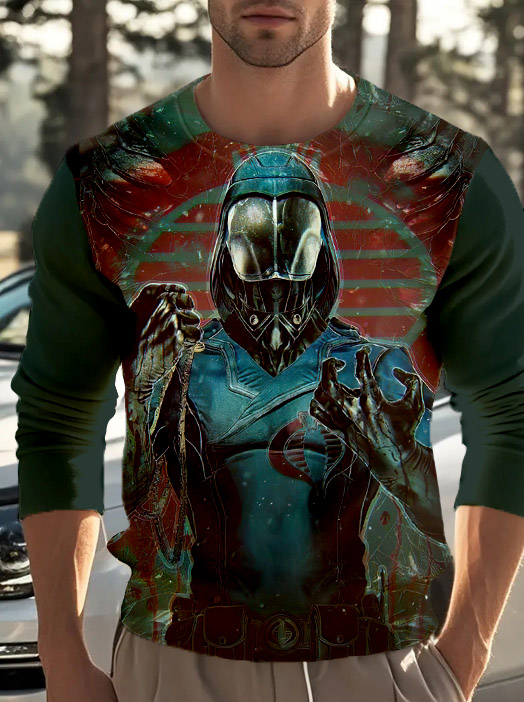 Men's Casual Cartoon Graphic Long Sleeve T-Shirt