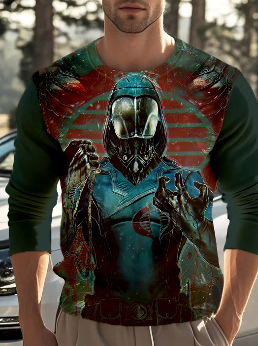 Men's Casual Cartoon Graphic Long Sleeve T-Shirt