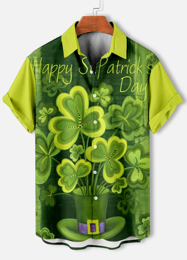 Men's Casual St. Patrick's Day Graphic Short Sleeve Shirt