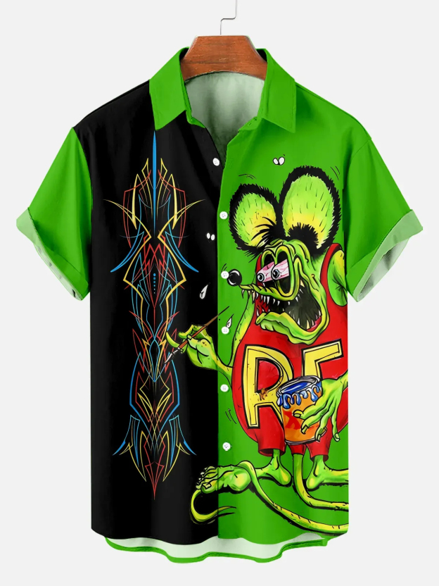 Men's Retro Comic Cartoon Classic Character Graphic Short Sleeve Shirt