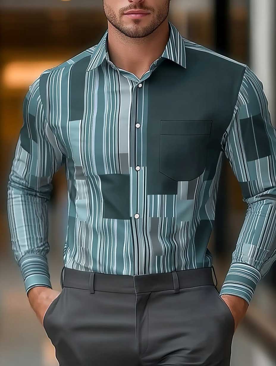 Men's Business Casual Button-Down Shirt