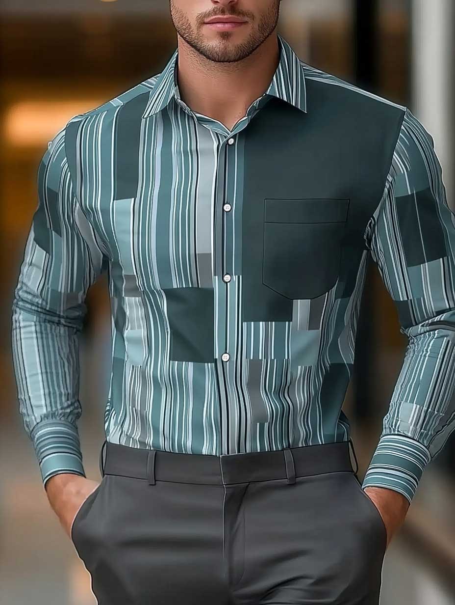 Men's Business Casual Button-Down Shirt