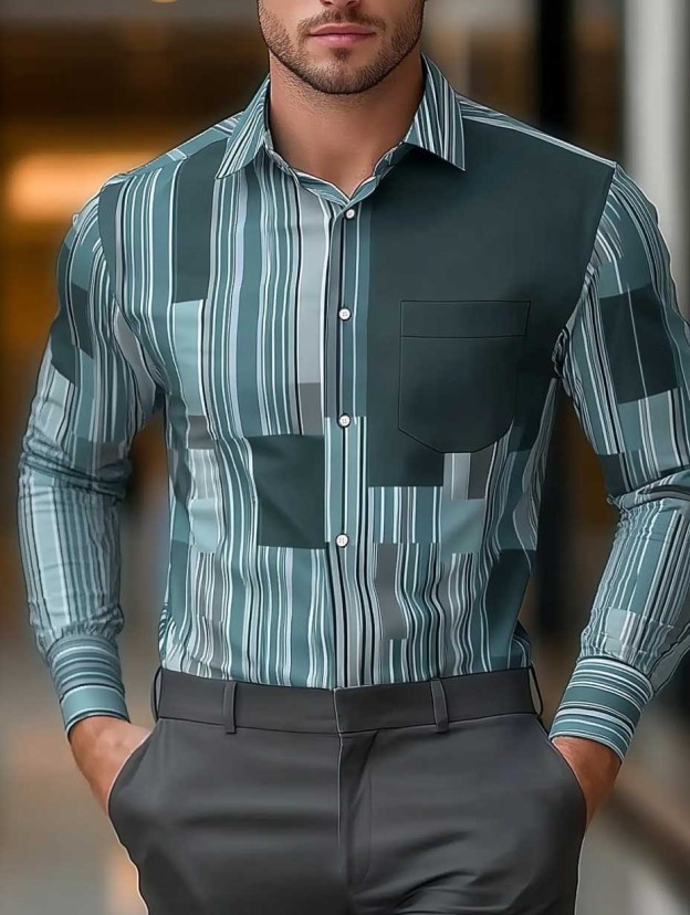 Men's Business Casual Button-Down Shirt