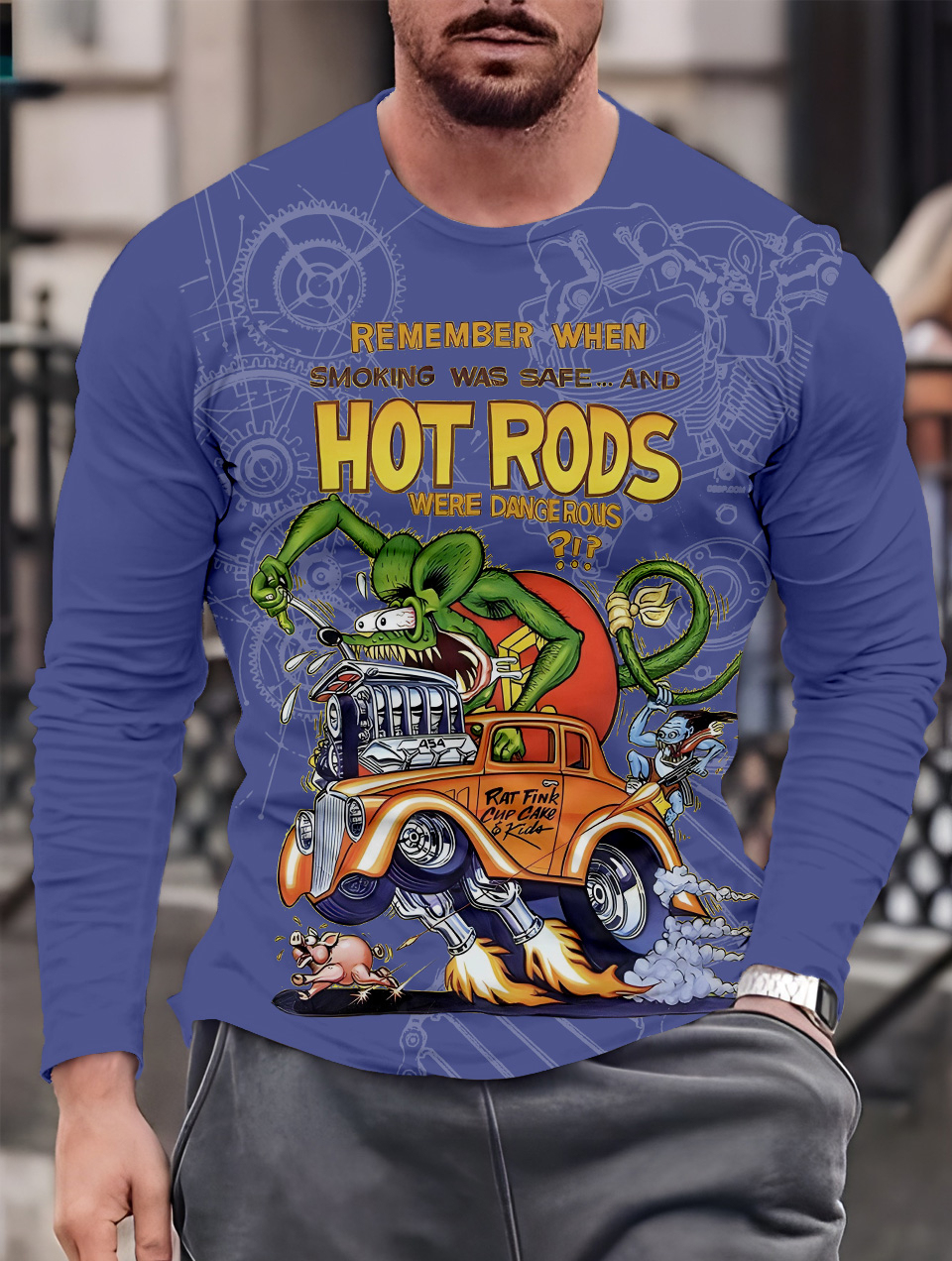 Men's Casual Cartoon Graphic Long Sleeve T-Shirt