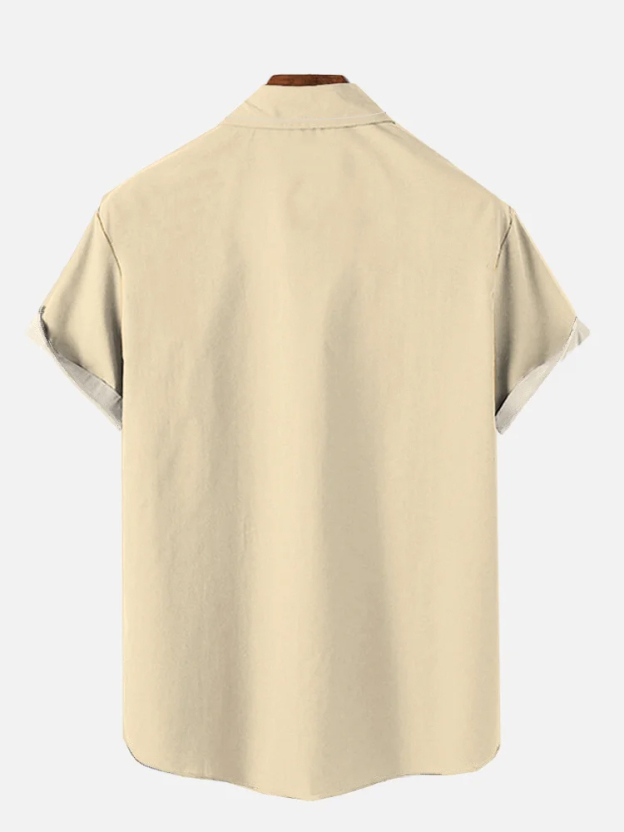 Retro Cartoon Hot Dog Print Casual Short Sleeve Shirt