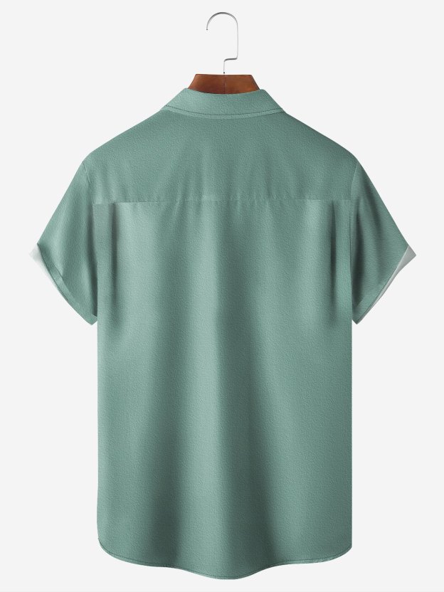 Goblet Parrot Contrast Pocket Flip Collar Bowling Shirt