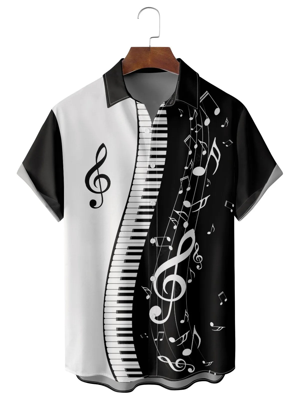 Christmas greetings from Santa Claus delivering gifts on a motorcycle Christmas Chest Pocket Short Sleeve Bowling Shirt