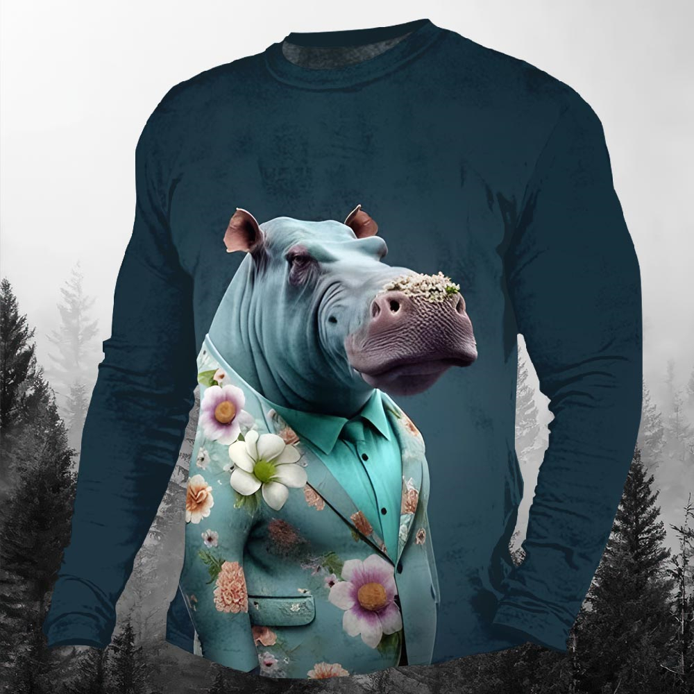 Men's Casual Cartoon Graphic Long Sleeve T-Shirt