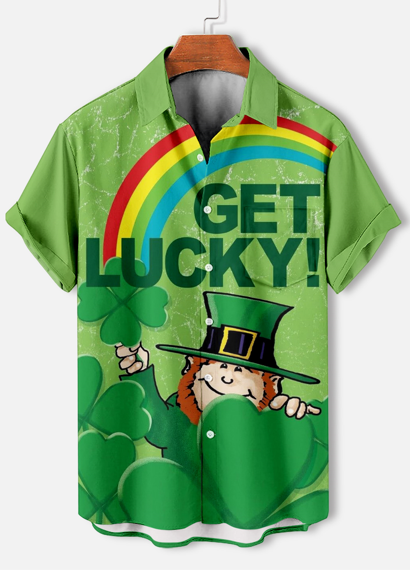 Men's Casual St. Patrick's Day Graphic Short Sleeve Shirt