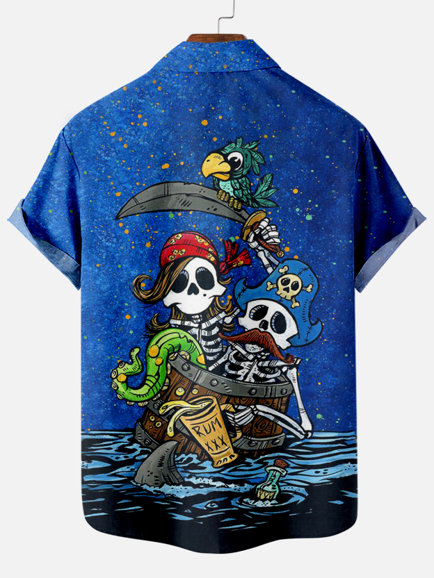 Men's Classic Day of the Dead Skull Graphic Short Sleeve Shirt