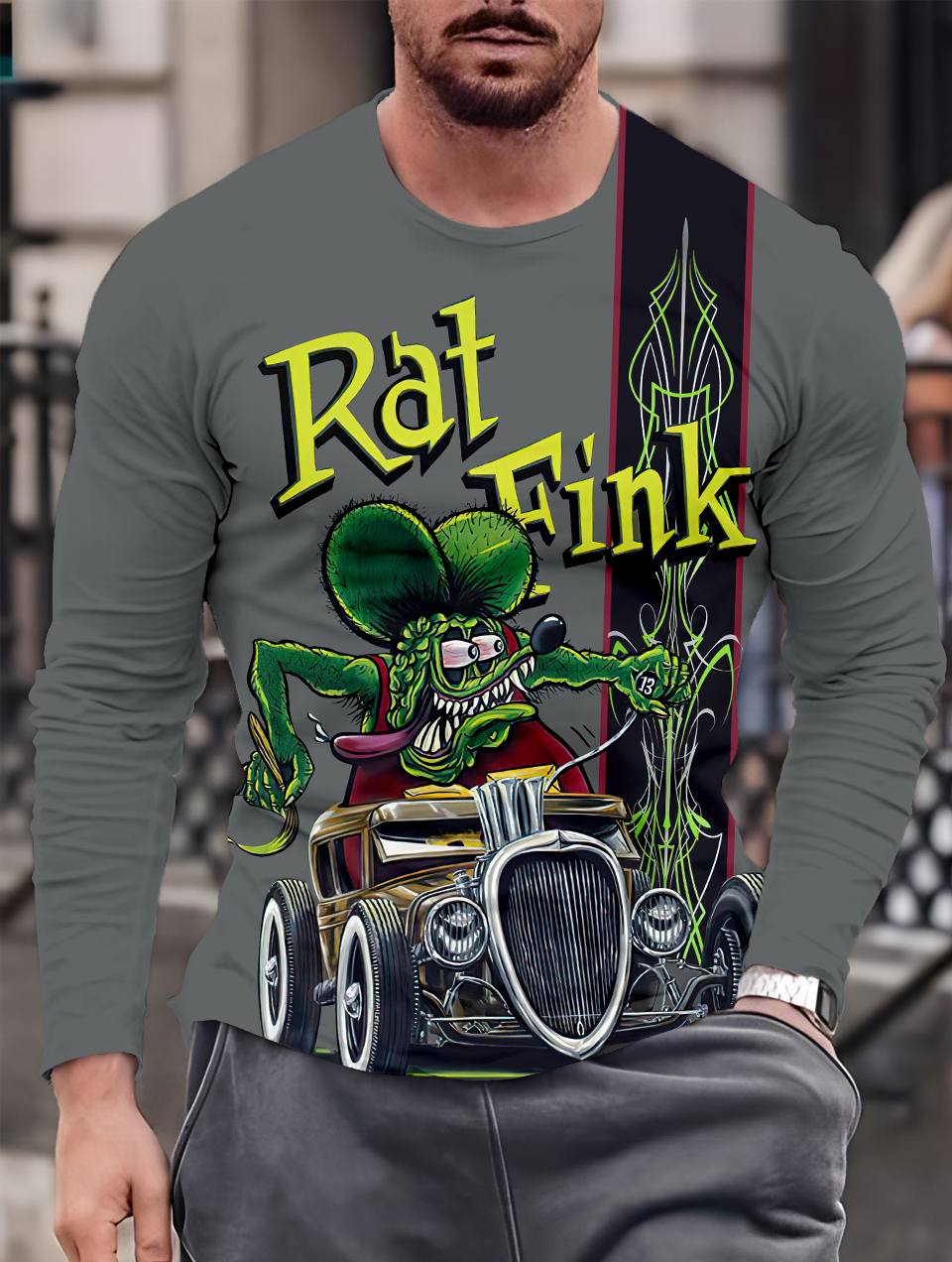 Men's Casual Cartoon Graphic Long Sleeve T-Shirt