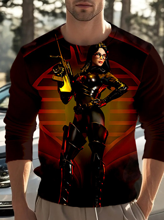 Men's Casual Cartoon Graphic Long Sleeve T-Shirt