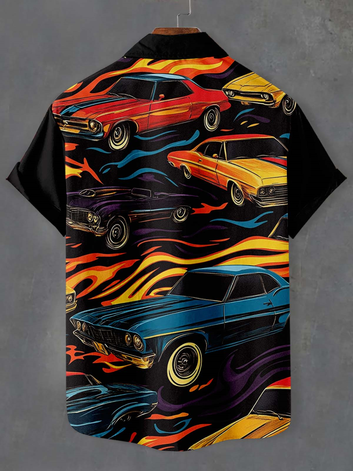 Men's Retro Car Graphic Short Sleeve Shirt