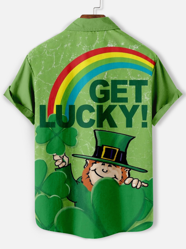 Men's Casual St. Patrick's Day Graphic Short Sleeve Shirt