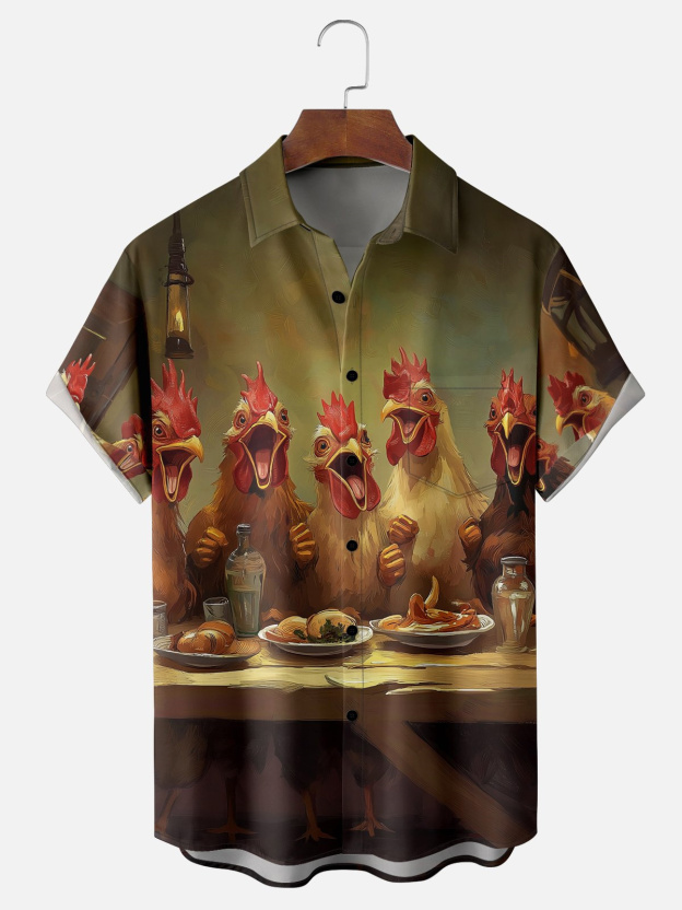 [Copy]Men's Classic Movie Godfather Animal Fun Graphic Short Sleeve Shirt