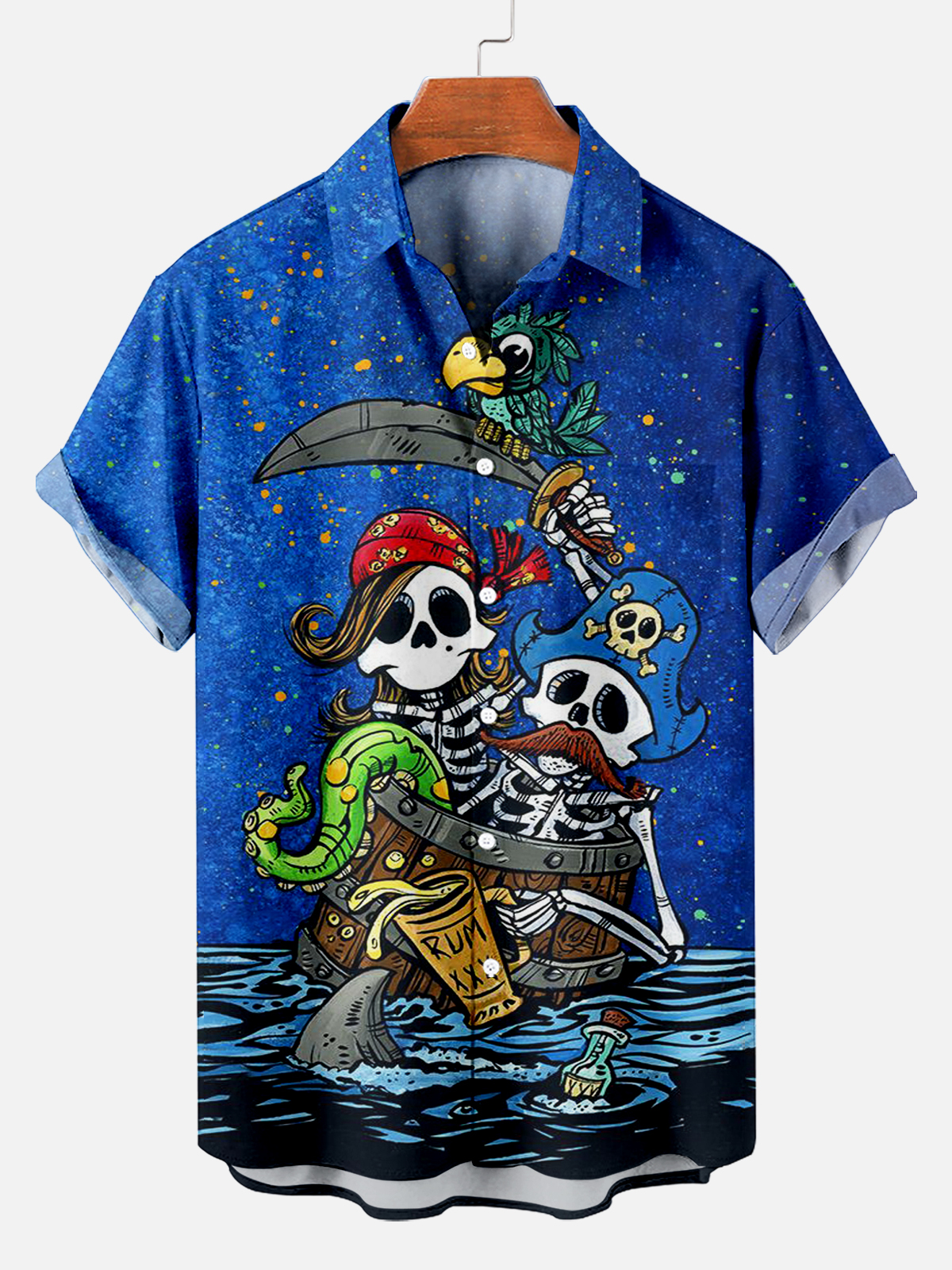 Men's Hawaiian Fun Little Yellow Duck Holiday Casual Short Sleeve Shir