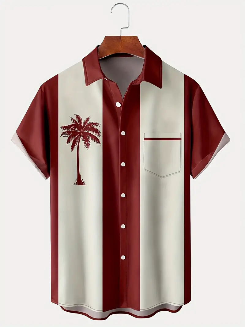 Men's Casual Contrast Color Short Sleeve Shirt