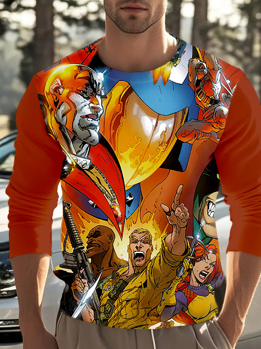 Men's Casual Cartoon Graphic Long Sleeve T-Shirt