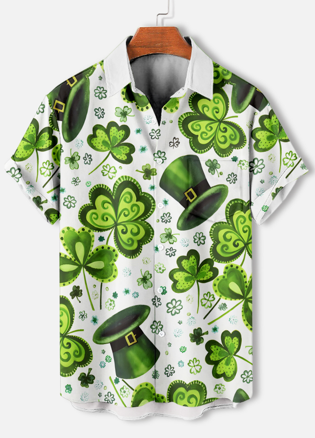 Men's Casual St. Patrick's Day Graphic Short Sleeve Shirt