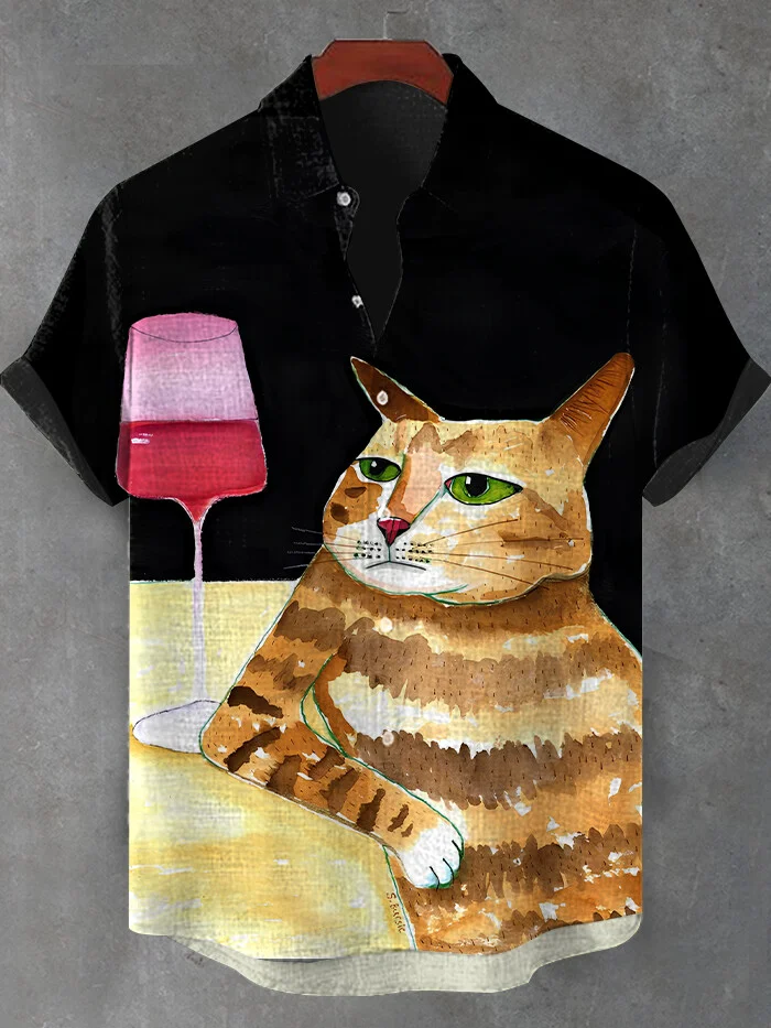 Men's Hawaiian Fun Animal Print Short Sleeve Shirt