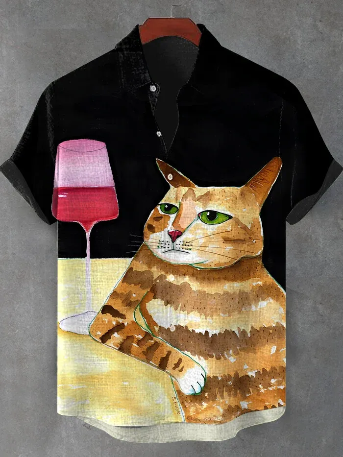 [Copy]Men's Classic Movie Godfather Animal Fun Graphic Short Sleeve Shirt