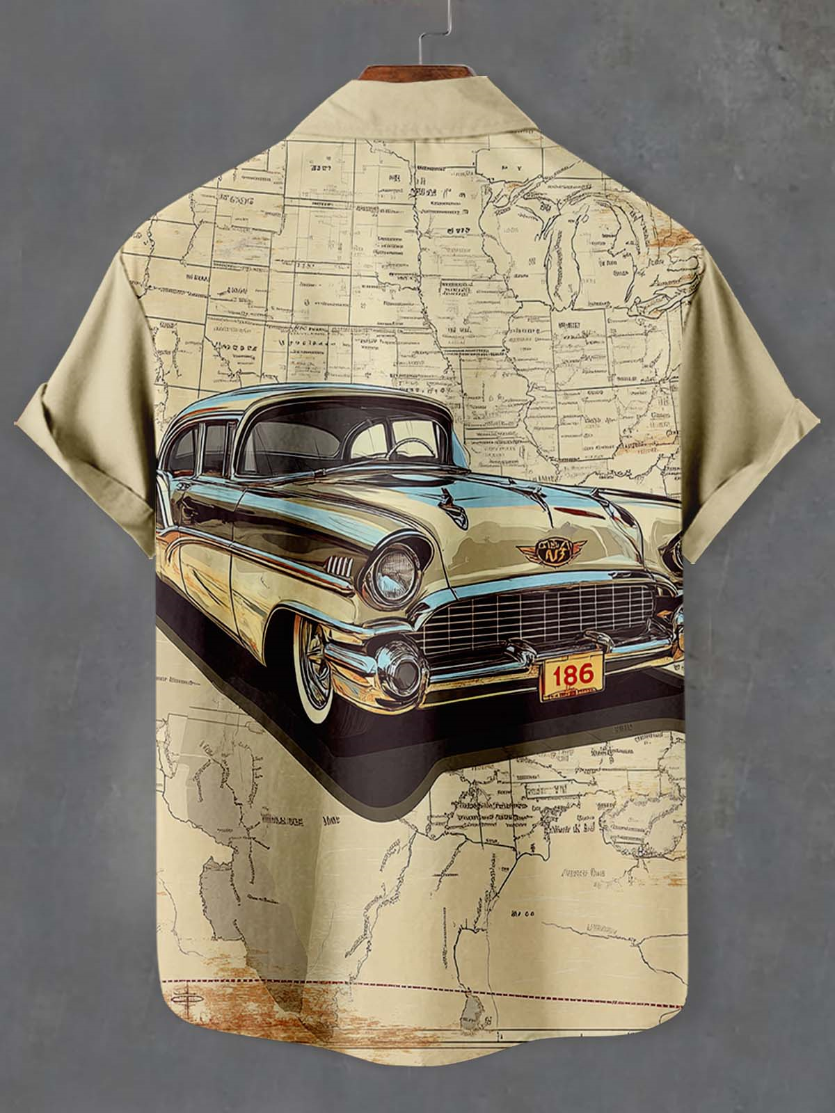 Men's Retro Car Graphic Short Sleeve Shirt