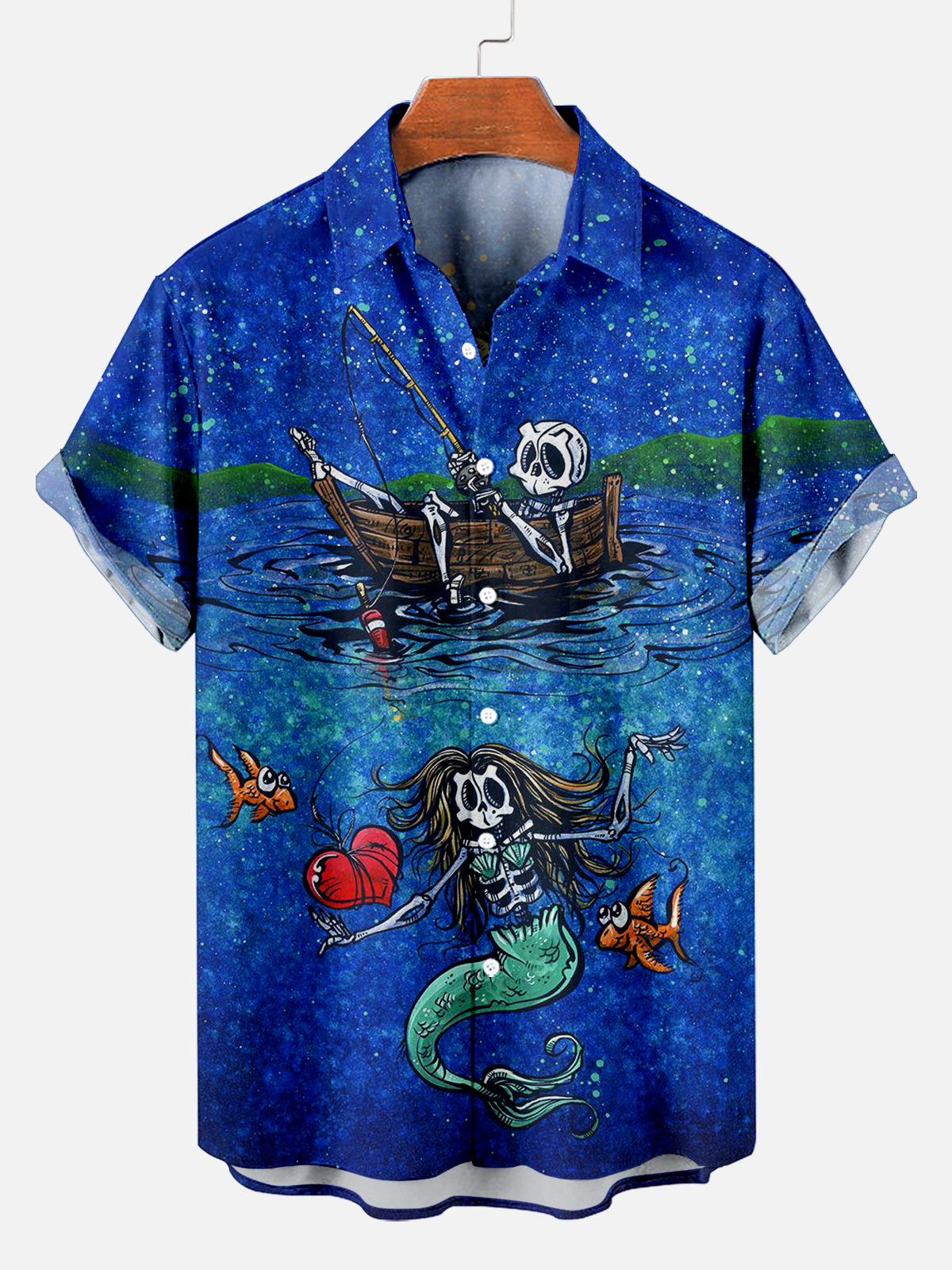 Men's Classic Day of the Dead Skull Graphic Short Sleeve Shirt