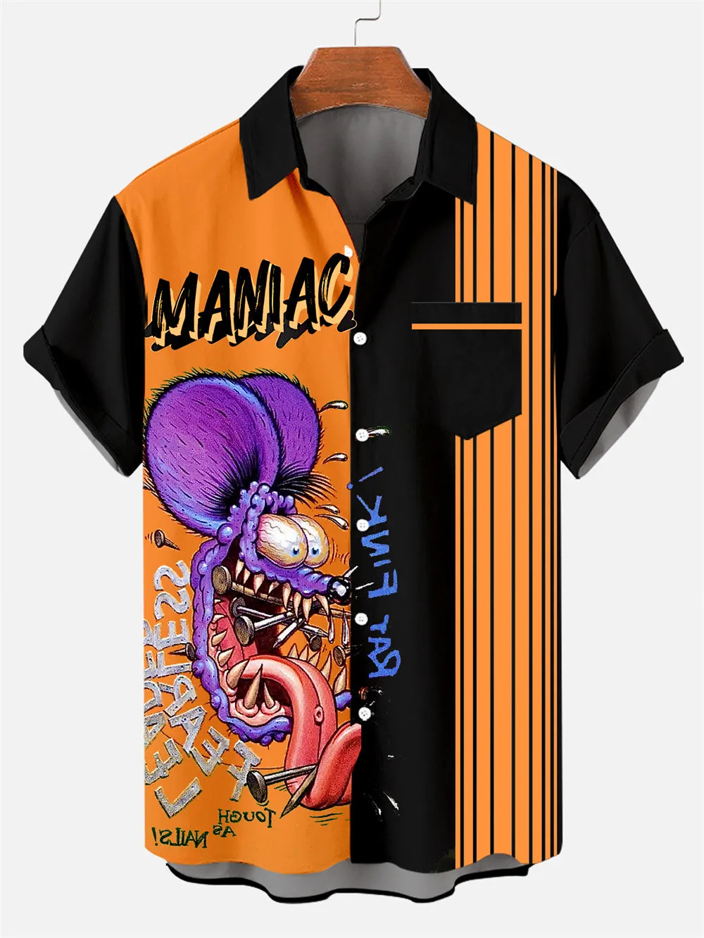 Men's Nostalgic Anime Character Retro Car Short Sleeve Shirt