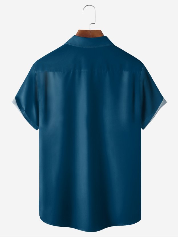 Parrot Contrasting Pocket Flip Collar Bowling Shirt