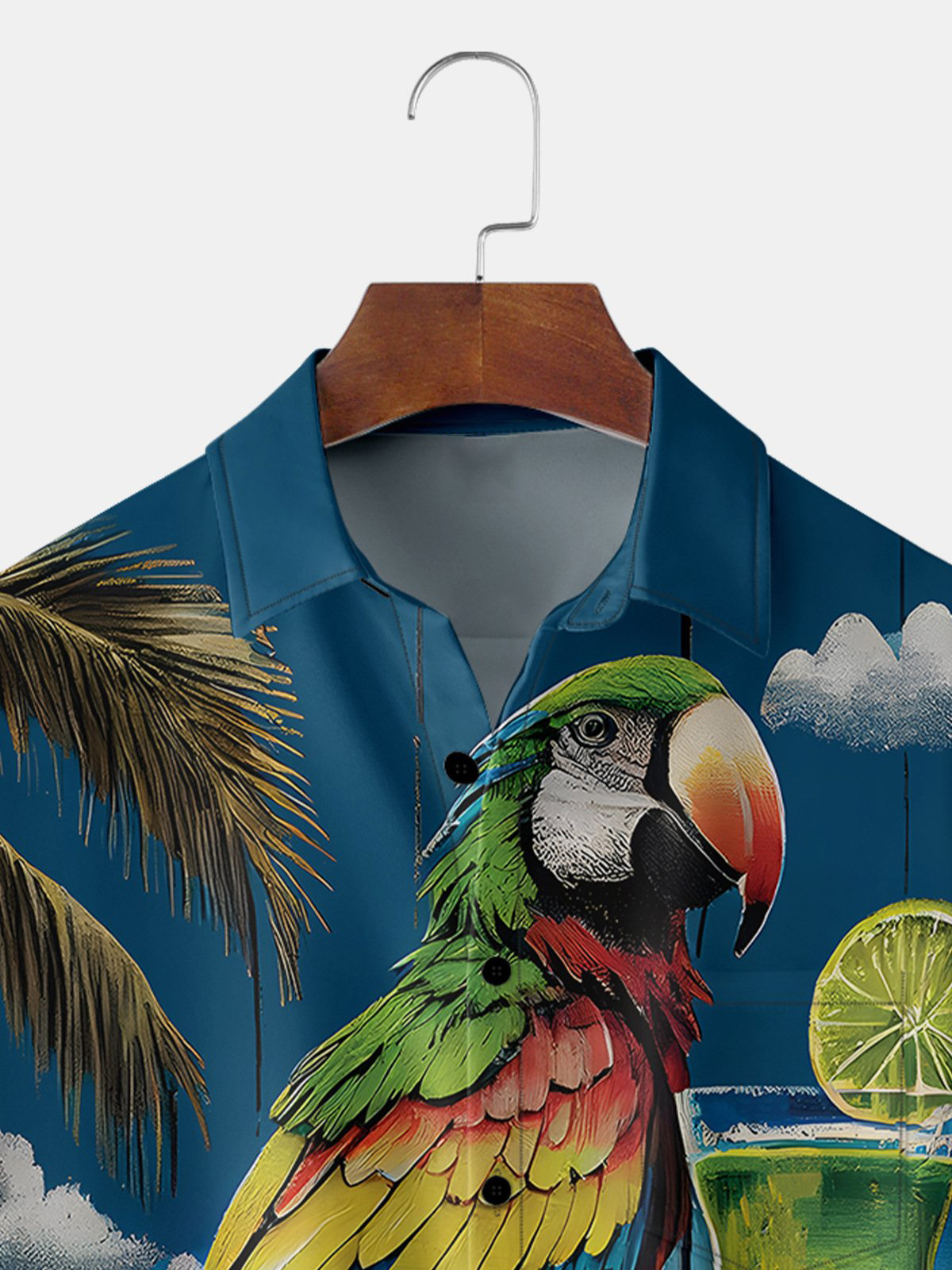 Parrot Contrasting Pocket Flip Collar Bowling Shirt