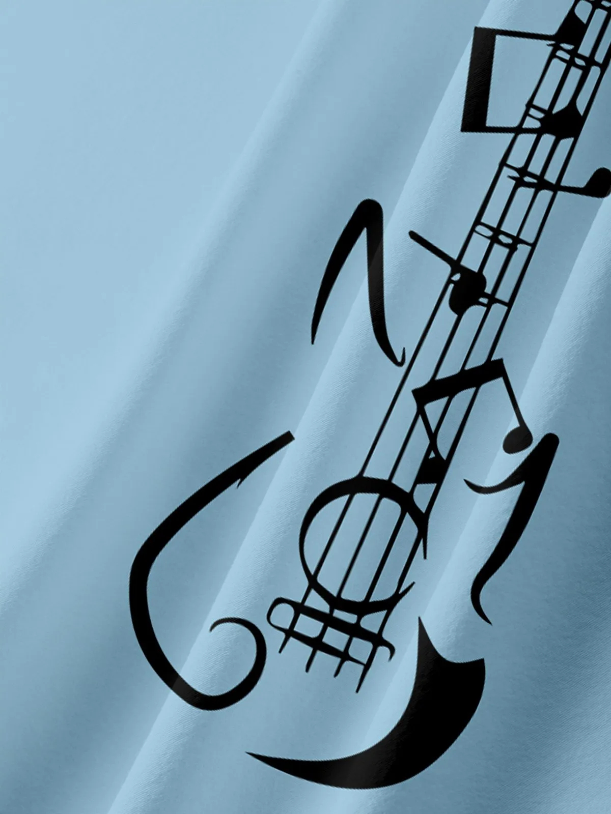 Men's Guitar Note Color Block Casual Lapel Short Sleeve Shirt