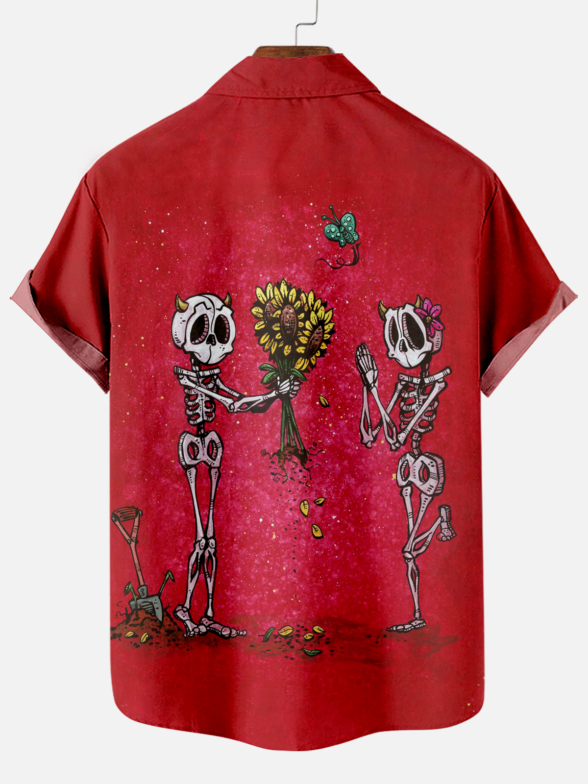 Men's Classic Day of the Dead Skull Graphic Short Sleeve Shirt