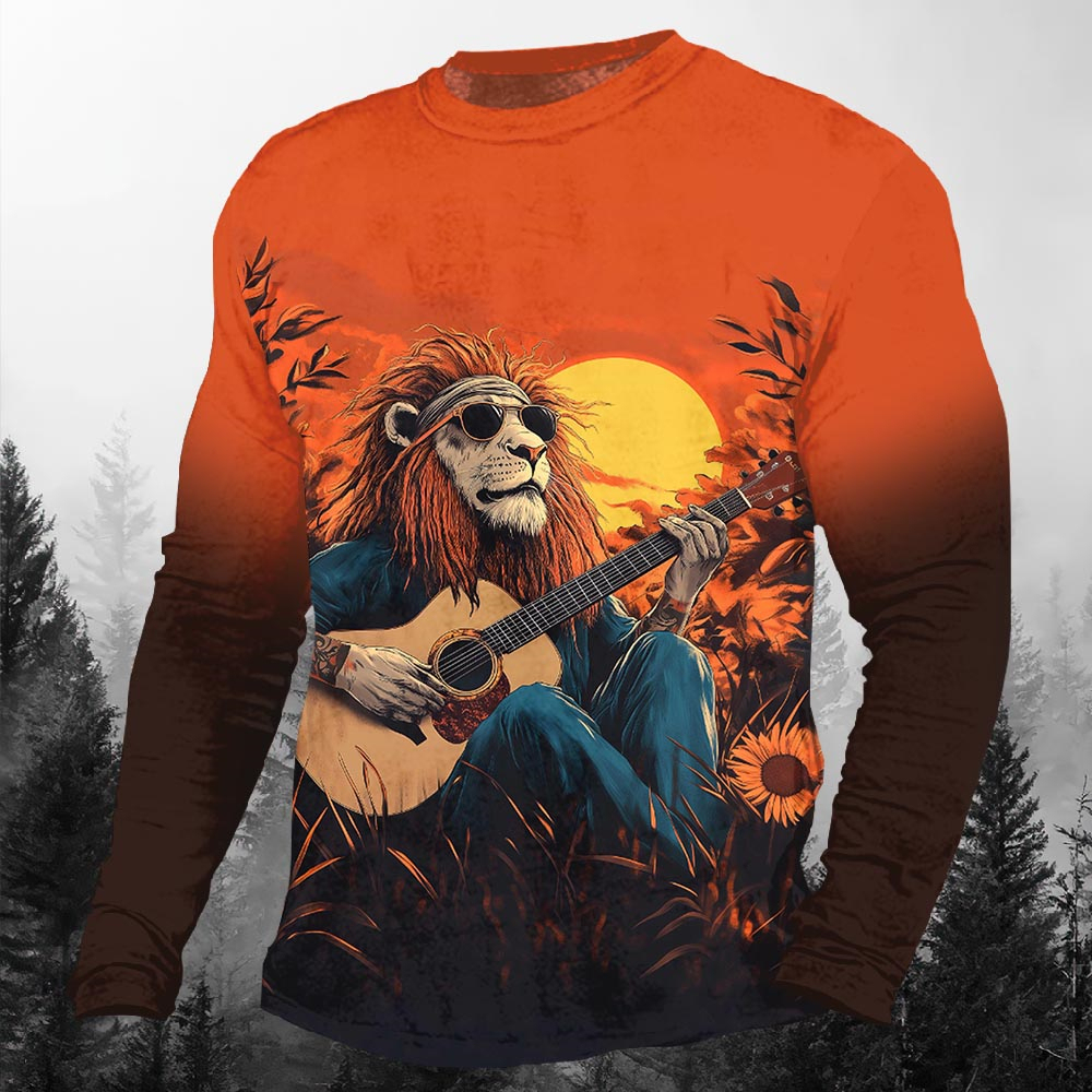 Men's Casual Cartoon Graphic Long Sleeve T-Shirt