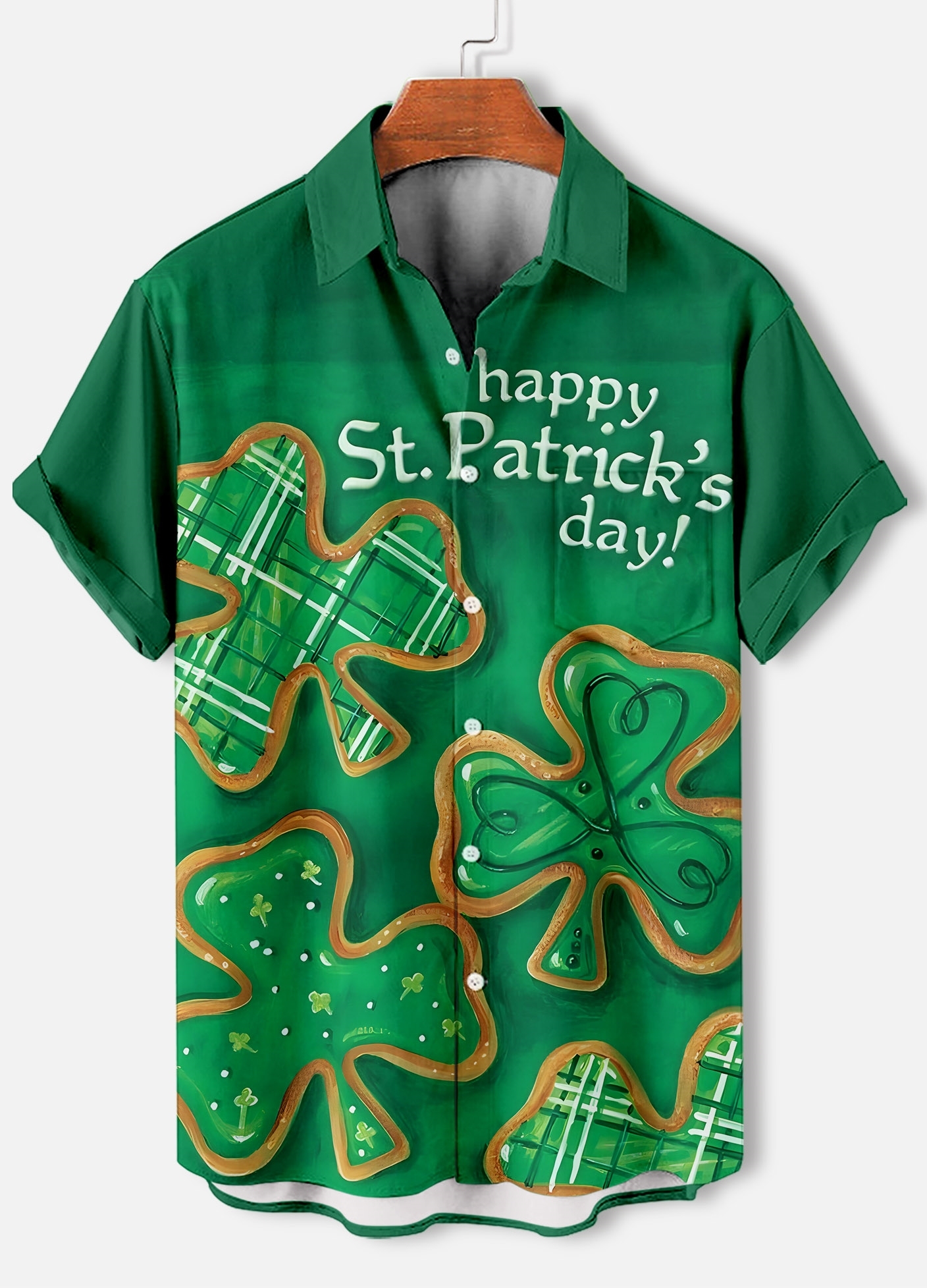 Men's Casual St. Patrick's Day Graphic Short Sleeve Shirt