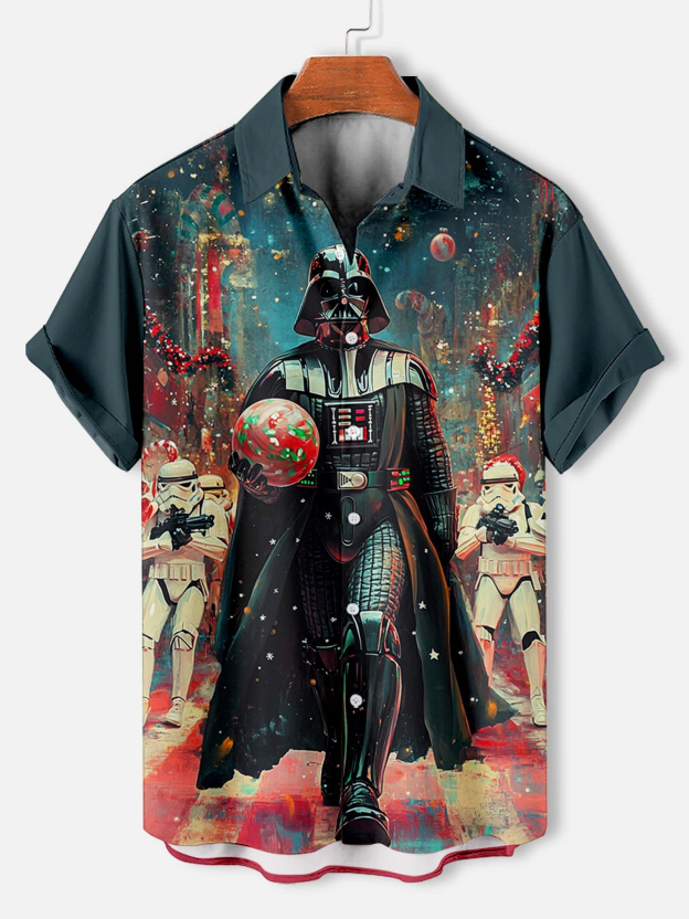 Men's Classic Movie Christmas Graphic Short Sleeve Shirt