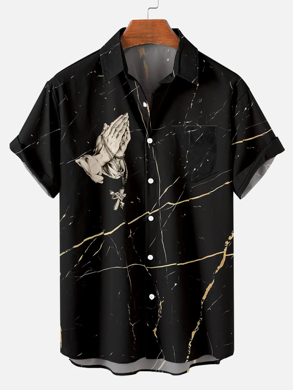 Men's Easter Cross Print Short Sleeve Shirt
