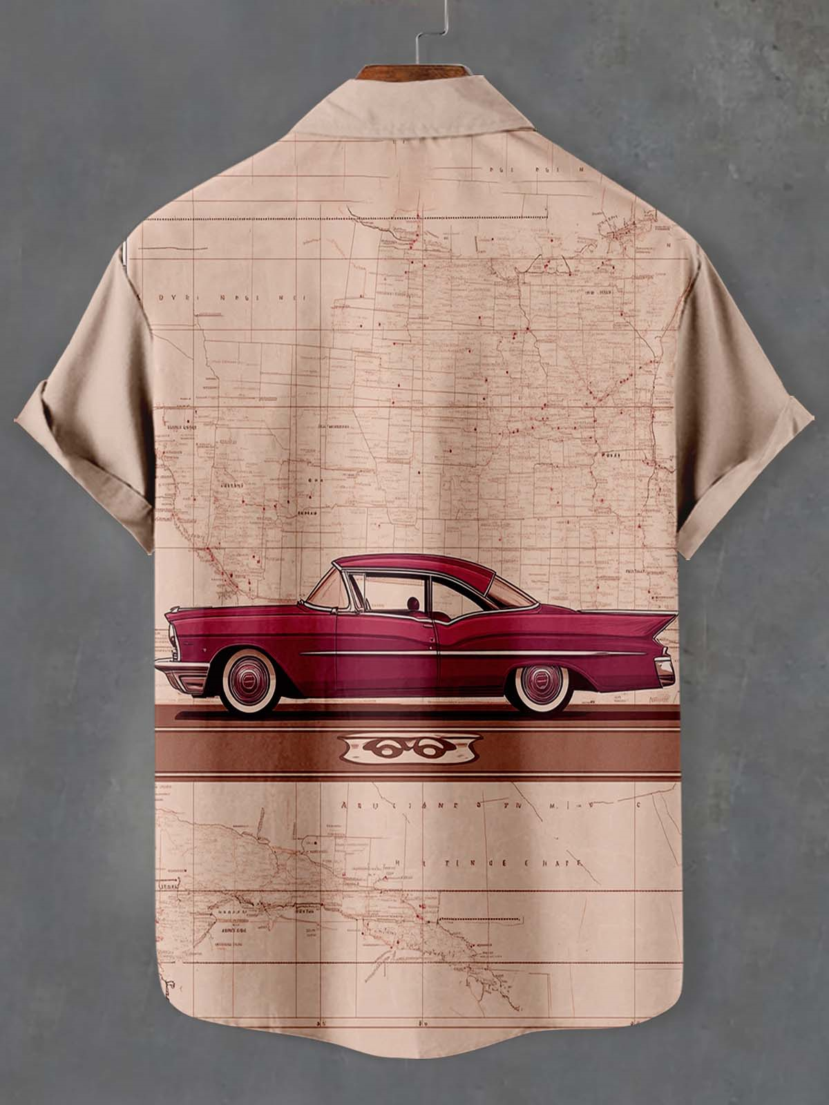 Men's Retro Car Graphic Short Sleeve Shirt