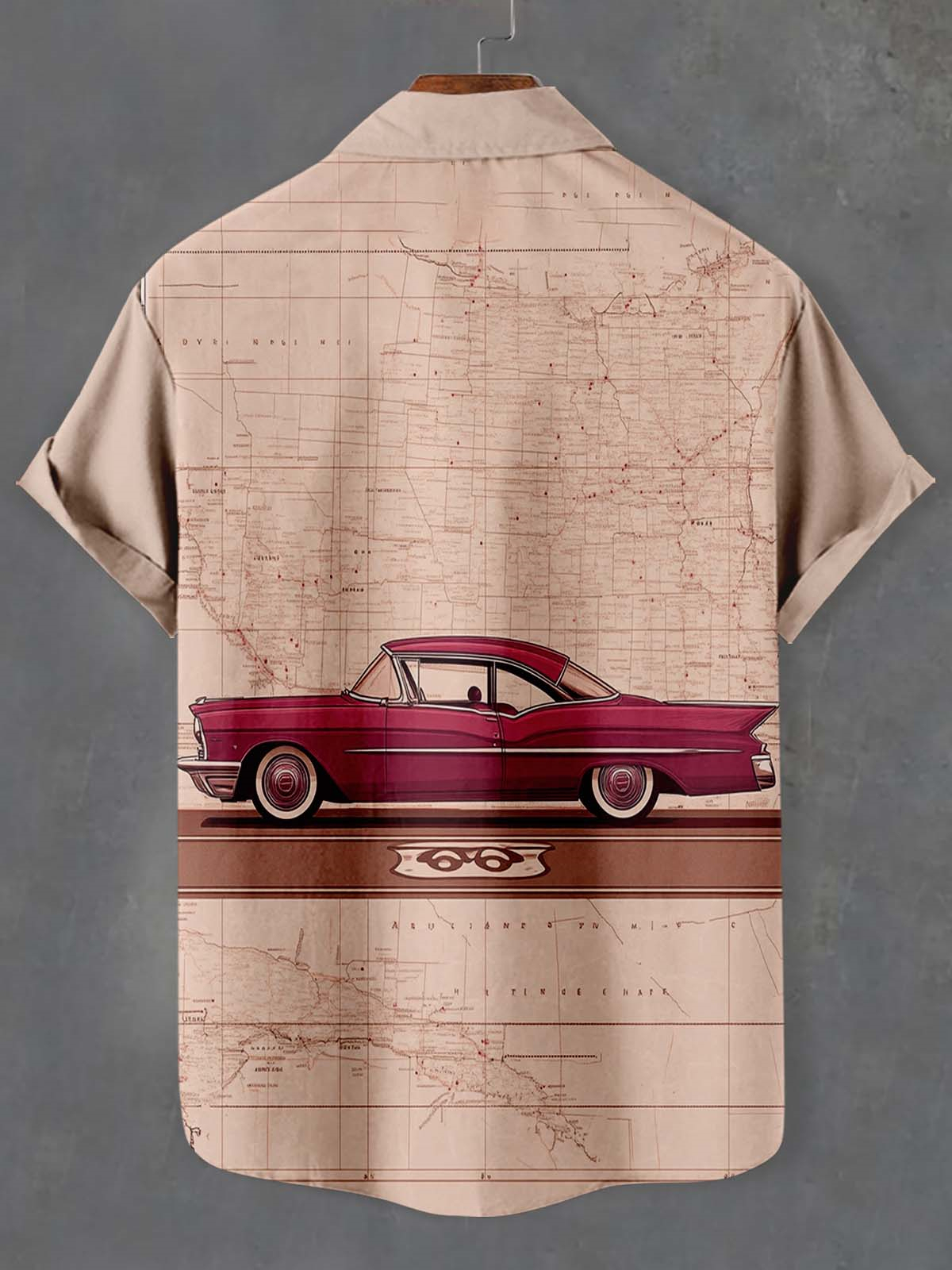 Men's Retro Car Graphic Short Sleeve Shirt