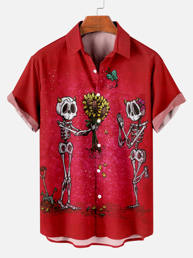 Men's Hawaiian Fun Little Yellow Duck Holiday Casual Short Sleeve Shir
