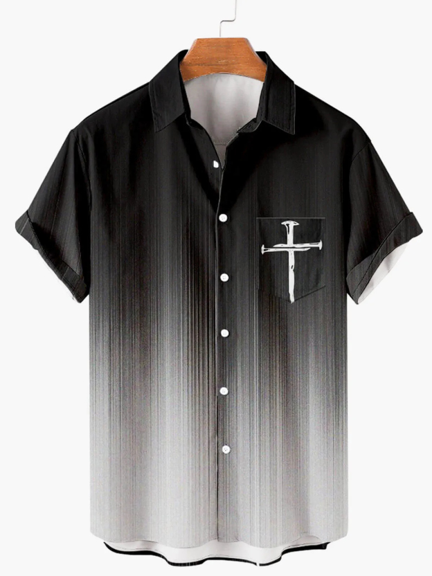 Men's Memorial Day Easter Print Short Sleeve Shirt