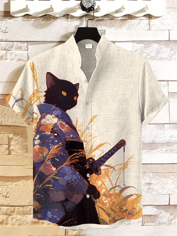 Men's Japanese Art Pattern Short Sleeve Shirt